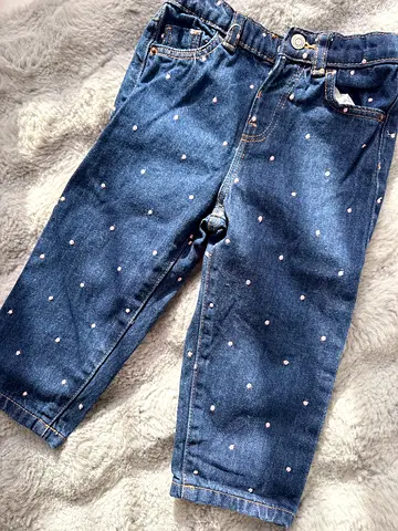 Zara Denim kids Jeans with Embroidered Dots  Condition like new