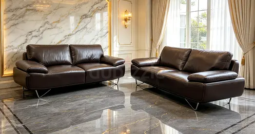 Dark brown leather 3-seater and 2-seater sofa set — excellent condition