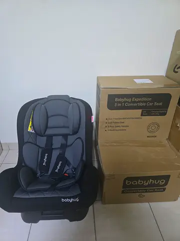 Babyhug 3-in-1 Convertible Car Seat - Dark Grey, Like New