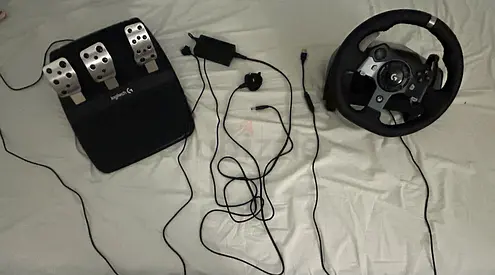 Logitech Driving Force GT Wheel + Pedals set — works, good condition with box and cables