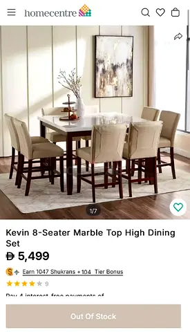 Kevin 8-seater marble top high dining set