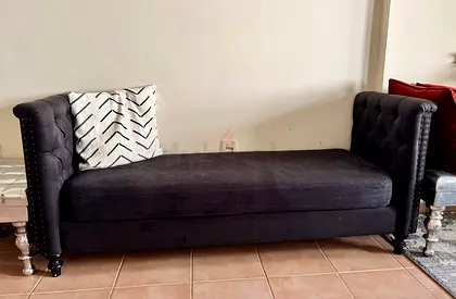 Black Chaise Lounge Sofa from THE One in excellent condition!