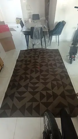 Brown geometric area rug, good condition
