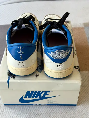 Used Air Jordan 1 Retro Low OG SP Fragment x Travis Scott "Sail Military Blue" - Size 10.5 US