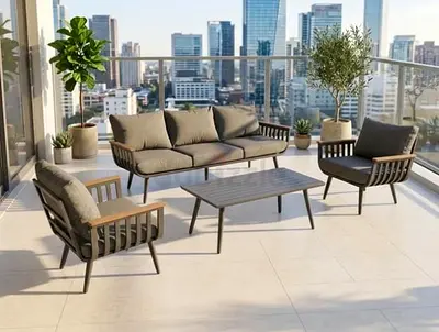 5-seater Dark Grey Aluminium Outdoor Garden Sofa Lounge set