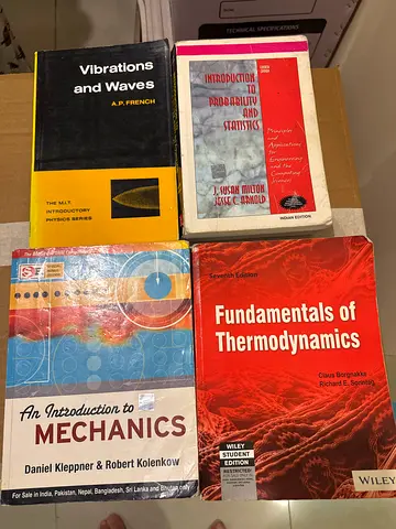 Set of university-level engineering textbooks: Thermodynamics, Mechanics, Vibrations, Signal Process