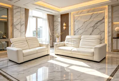 Cream leather 2-seater and 3-seater sofa set - excellent condition