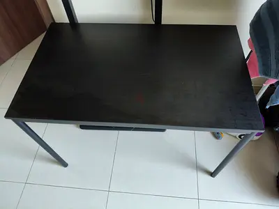 Simple black study/office desk with drawer, good condition