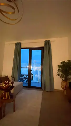 2 Curtain sets. Light blue curtains for living room, dark green curtains for bedroom. Black out.