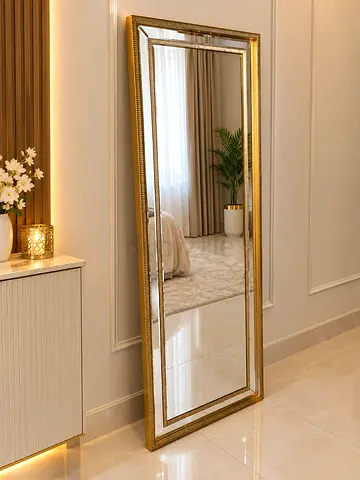 Full-length Gold Framed Floor Mirror — Elegant Standing Mirror