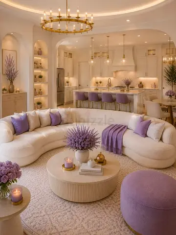 Modern luxury living room setup curved sofa 6 seater