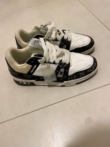 Pre-owned Louis Vuitton Monogram Black & White Sneakers, Size Unknown
