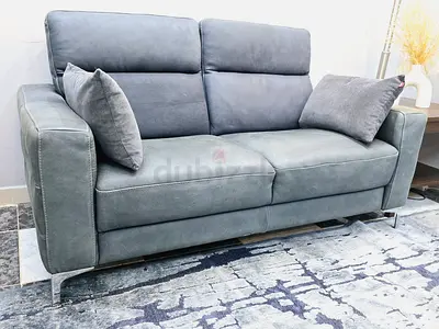 Modern grey 2-seater sofa with metal legs - good condition soft Luther