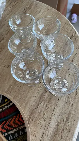 Footed glass ice cream cups, set of 6