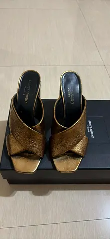 Saint Laurent-style Gold Metallic Mules - Size (please confirm)