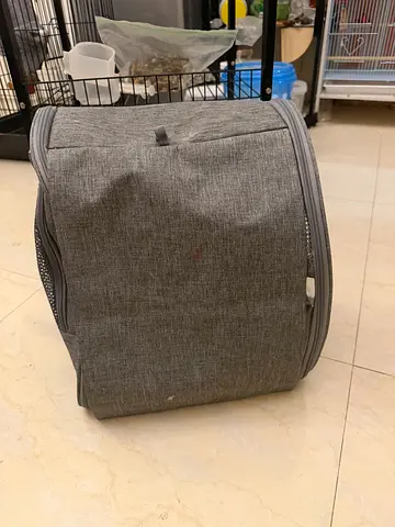 Grey soft-sided pet carrier backpack, good condition