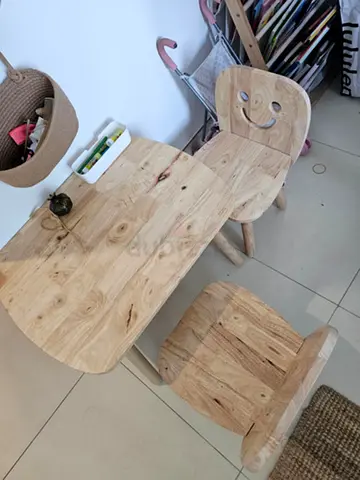 2 Wooden kids chairs with table