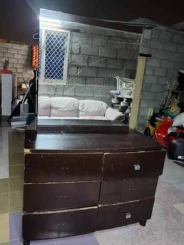 Used wooden dresser with large mirror - needs minor repair