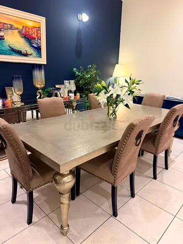 Luxury and Modern from the one Dining Table with Upholstered Chairs - 6 Seater