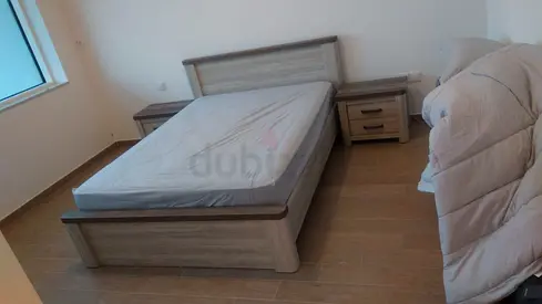 Bedroom set that includes matching double bed, mattress, nightstands and chest of drawers