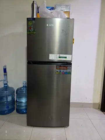 Geepas Double Door Refrigerator - Stainless Steel, Good Working Condition