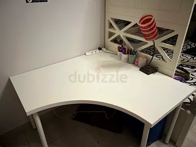White IKEA L-shaped Corner Desk