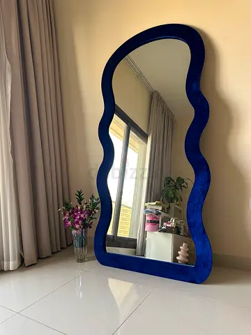 Standing big mirror blue frame
