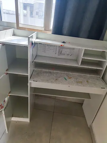 White Study Desk with Shelves and Storage - Good Used Condition