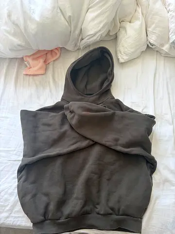 Dark gray/charcoal hoodie, good used condition, size not tagged