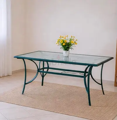 Glass Top Dining/Patio Table with Metal Frame
