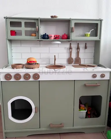 Wooden Play Kitchen Set with Accessories - Green