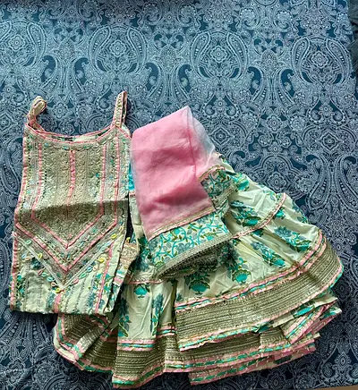 3 Piece Indian Sharara Suit Set (Cotton)