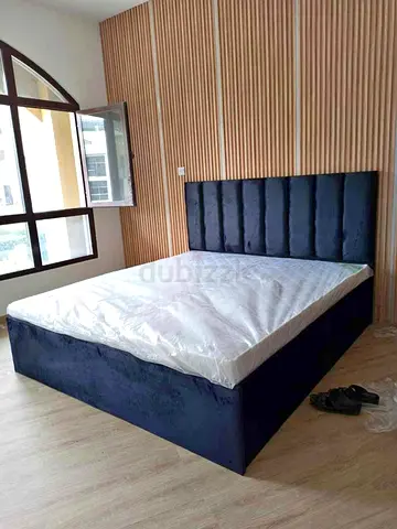 King size upholstered bed frame with mattress