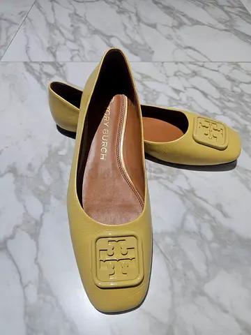 Tory Burch Yellow Leather Ballet Flats — Size 40, Gently Used,2,3 time used only
