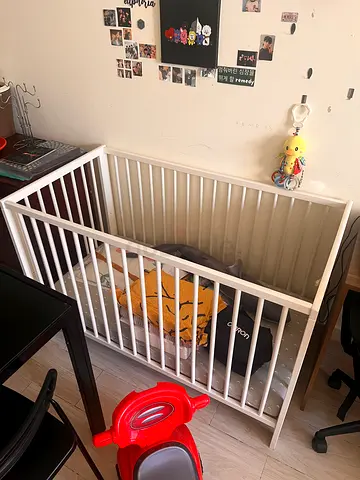 White IKEA Wooden Baby Crib - Good Condition