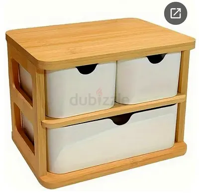 Compact Bamboo 3-Drawer Storage Organizer for Kitchen & Home/Tessie & Jessie storage Box, brand new