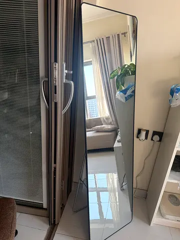 Full-Length Standing Mirror with Black Frame