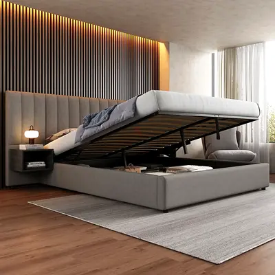 Beautiful gray colour 180*200 king size hydrulic Bed