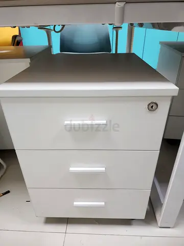 White 3-drawer Office Pedestal with Lock
