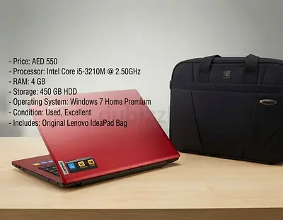 Lenovo IdeaPad i5 (4GB, 450GB HDD) with Original Lenovo Bag - AED 550