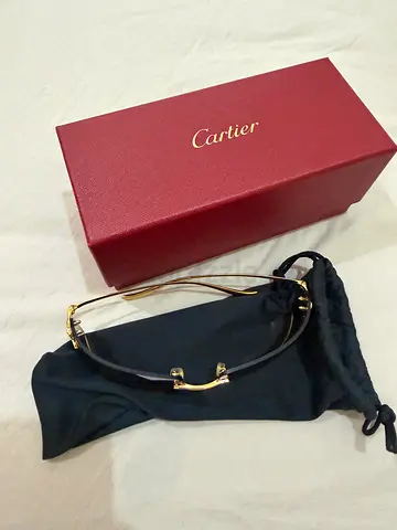 Cartier rimless gold-tone eyeglasses with case