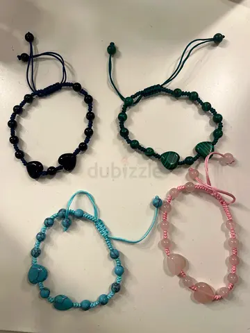 4 real crystal heart bracelets