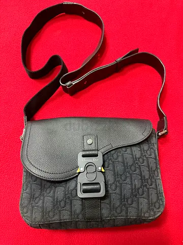 Dior Homme Saddle Mini Black Oblique Fabric Leather Messenger Bag