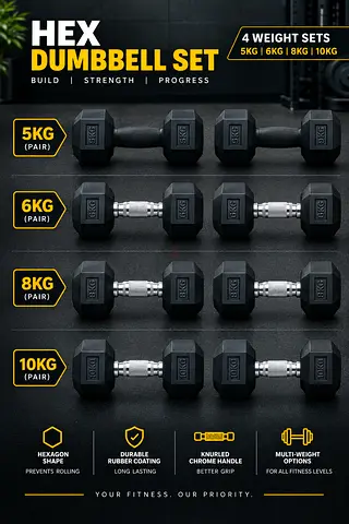 Dumbbell set for sale (5,6,8,10) kg