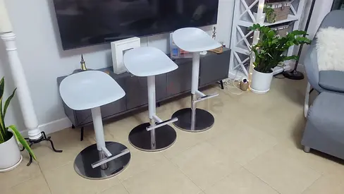 3 Ikea janinge grey adjustable bar stools with chrome base — good condition