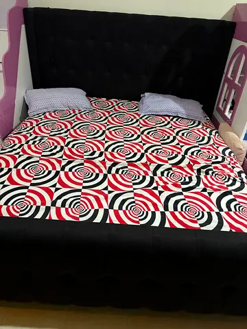 Black tufted upholstered double bed frame with mattress included