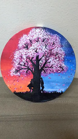 Original Handmade Painting | Romantic Scenery | Circle Wall decor | Tree Painting