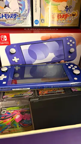 Blue Nintendo Switch Lite with case