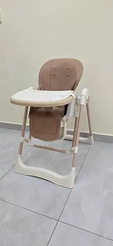 Beige Adjustable Baby High Chair with Removable Tray