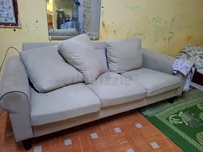 Used 3-seater beige fabric sofa — good condition